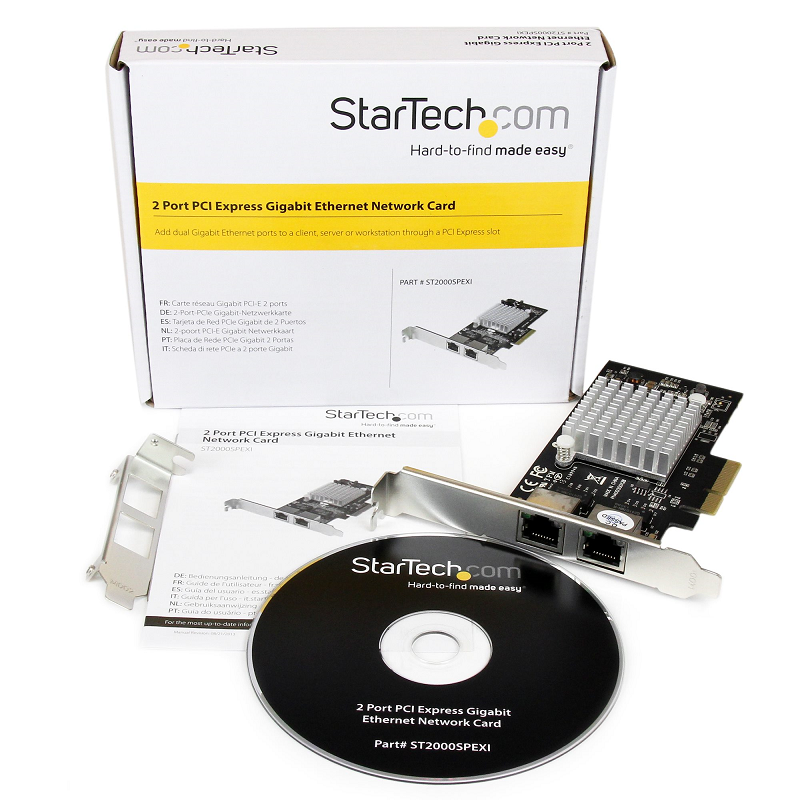 StarTech ST2000SPEXI Dual Port PCI Express x4 GbE Server Adapter Network Card 